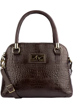 Andrea Vinci Bolsa baú de couro croco Donna - Café
