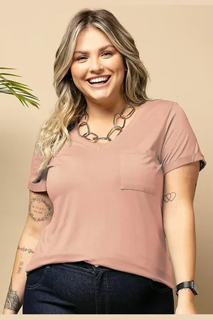 QUINTESS Blusa Com Decote V E Bolso Frontal