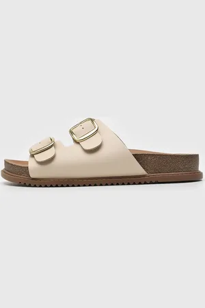 BEIRA RIO Rasteira Papete Tiras De Fivela Off-White