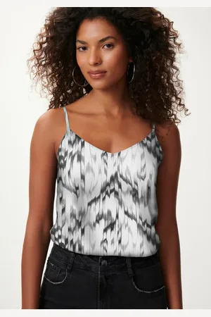 LEZ A LEZ Blusa Regata De Alças Finas Estampada Com Decote Em V