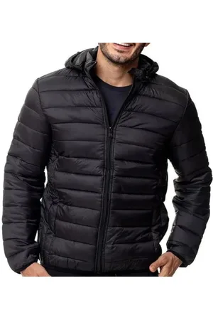 Industrie Jaqueta Masculina Puffer Impermeável Flanelada com Capuz e Isolamento Térmico Para Inverno
