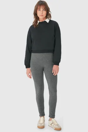 Malwee Calça Legging Básica Feminina Moletom Stretch Flanelado