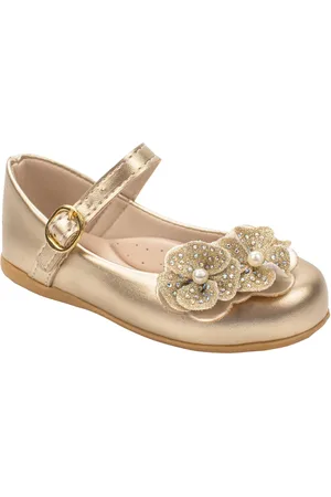 B2A kids Infantil - Sapatilha Boneca Festa Casual Flor de Glitter e Perolas 2030