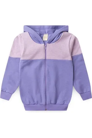Molekada Infantil - Jaqueta Inverno Menina Lilás Com Capuz em Moletom com Recorte