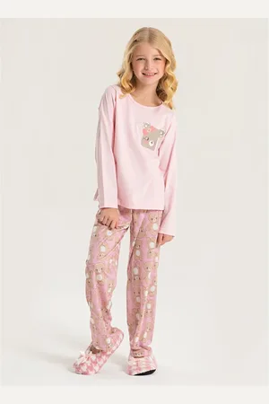 Molekada Pijama Longo Menina Blusa e Calça Ursinha Carinhosa
