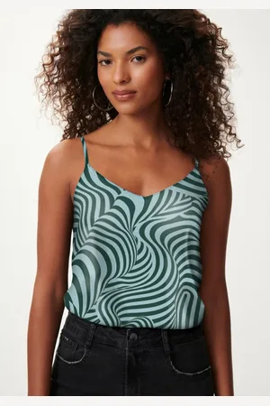 LEZ A LEZ Blusa Regata De Alças Finas Estampada Com Decote Em V