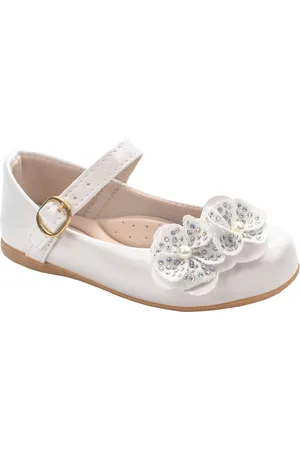 B2A kids Infantil - Sapatilha Boneca Festa Casual Flor de Glitter e Perolas 2030