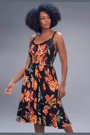 Amazonia Vital Vestido Midi Alça Fina Estampado