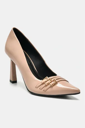 VIA MARTE Scarpin Sapato Nanda Manu Salto Alto Bico Fino Fivelas Creme