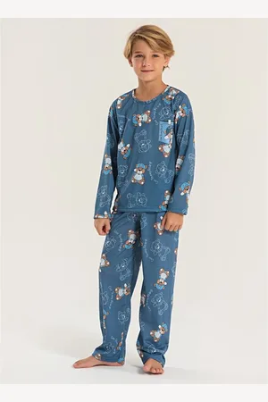 Molekada Pijama Longo Menino Blusa e Calça Ursinho com Boné