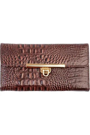 Andrea Vinci Carteira Feminina De Couro Croco Kate 10,5x19,5cm - Café