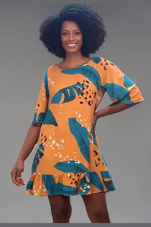 Amazonia Vital Vestido Curto Viscose Estampa Aurora Botânica