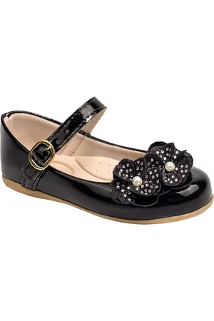 B2A kids Infantil - Sapatilha Boneca Festa Casual Flor de Glitter e Perolas 2030