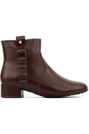 COMFORTFLEX Bota Cano Curto Salto Baixo Cafe