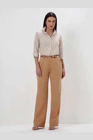Principessa Camisa Oversized Listrada Mocha Mousse e Off White Tauana