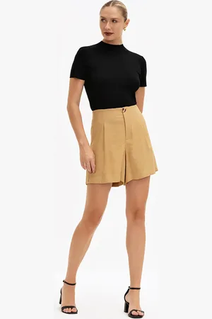Principessa Bermuda de Alfaiataria em Viscose Camel Val
