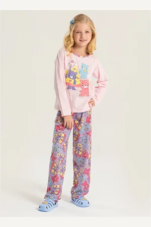 Molekada Pijama Longo Menina Blusa e Calça Ursinhos e Pizza