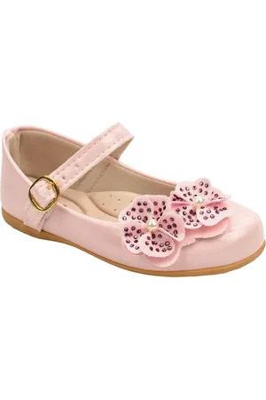 B2A kids Infantil - Sapatilha Boneca Festa Casual Flor de Glitter e Perolas 2030
