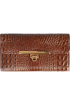 Andrea Vinci Carteira Feminina De Couro Croco Kate 10,5x19,5cm - Whisky