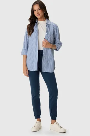 Malwee Calça Básica Feminina Com Bolso Moletom Flanelado