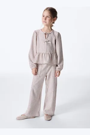 Hering Calça Menina Wide Leg Fio Tinto Listrado