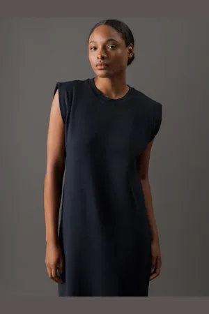 Calvin Klein Vestido Feminino Ombreiras - Marinho