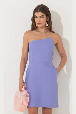 Traymon Vestido Linho Decote Assimétrico Lilas