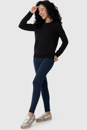 Malwee Calça Legging Básica Feminina Moletom Stretch Flanelado