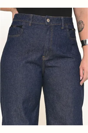 Razon Calça Feminina Plus Wide Leg Cut Out Cor Escuro