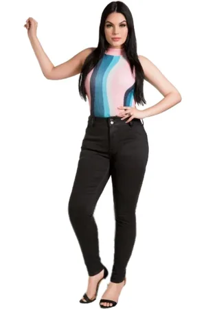 Razon Calça Feminina Jeans Skinny Pala Coração Cós Largo