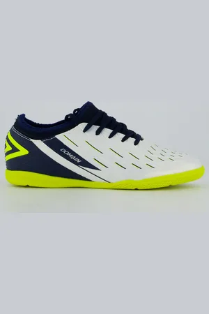 Umbro Chuteira Domain Futsal Juvenil Branca e Marinho