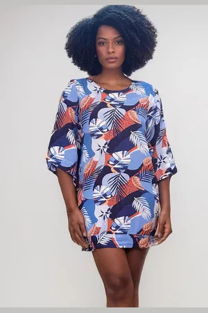 Amazonia Vital Vestido Curto Viscose Estampa Jardim Celeste