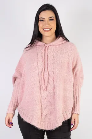Enluaze Poncho Feminino De Malha Com Trança 60012