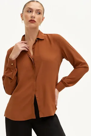 Principessa Camisa Manga Longa Super Comfy Marrom Ferrugem Riana