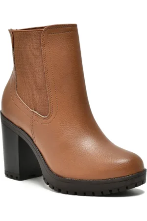 VIA MARTE Bota Feminina Salto Bloco Caramelo 014-008-01