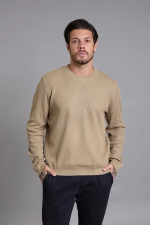 Dialogo Jeans Suéter em Tricô Canelado Masculino Manga Longa na Cor Dialogo