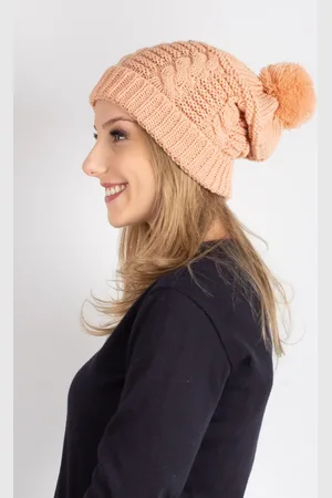 Enluaze Gorro Feminino De Malha Com Pompom 60019 - Laranja Candy