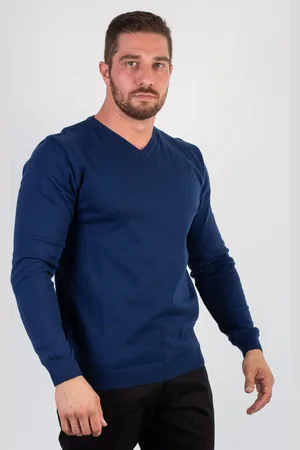 Enluaze Suéter Masculino Gola V De Malha 50001 - Azul marinho