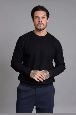 Dialogo Jeans Suéter em Tricô Canelado Masculino Manga Longa na Cor Dialogo
