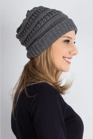 Enluaze Gorro Feminino De Malha Tricô 60018 - Chumbo