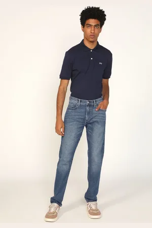GAP Calça Jeans Reta Estonada Azul-Marinho
