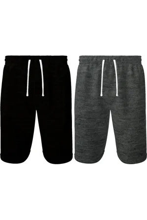 Bueno Kit 2 Bermuda Moletom Masculina Fit Com Cós Elástico Bolsos Tecido Premium Super Conforto Preta e Chumbo