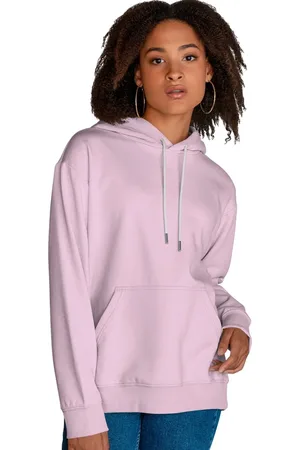 Bueno Blusa De Frio Feminina Moletom Liso Com Capuz e Bolso Canguru Felpado