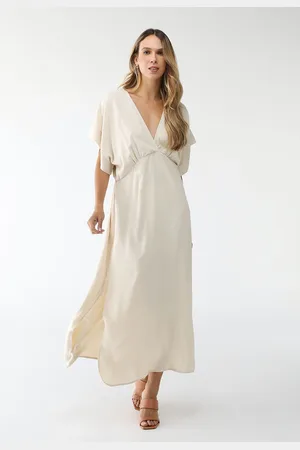 Colcci Vestido Longa Fenda Lateral Off-White