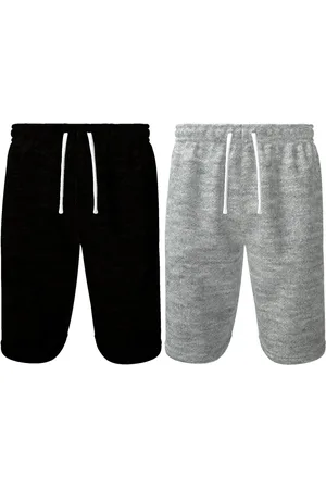 Bueno Kit 2 Bermuda Moletom Masculina Fit Com Cós Elástico Bolsos Tecido Premium Super Conforto Preta e Cinza