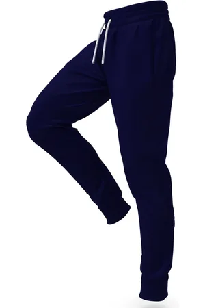 Bueno Calça Moletom Jogger Com Punho Elástico E Bolsos Superior Flanelada Lisa Marinho