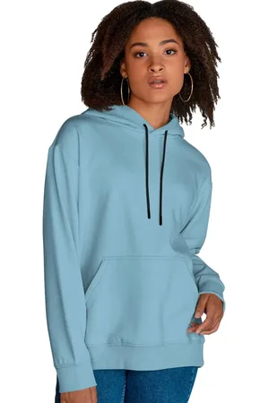 Bueno Blusa De Frio Feminina Moletom Liso Com Capuz e Bolso Canguru Felpado