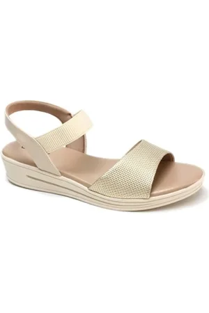 USAFLEX Sandália Feminina Plataforma Casual Confortavel Ouro Light