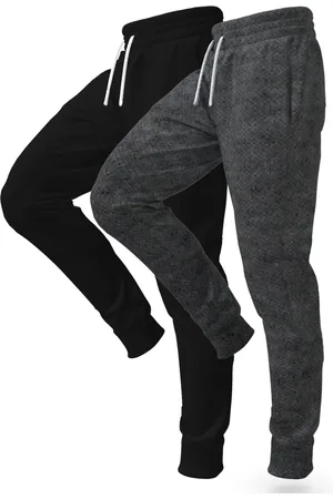 Bueno Kit 2 Calças Moletom Jogger Fit No Algodão Felpado Com Cós Elástico E Bolsos Preta e Chumbo