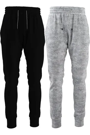 Bueno Kit 2 Calças Moletom Jogger Slim Lisa Confortável Com Elástico E Bolsos Preta E Cinza